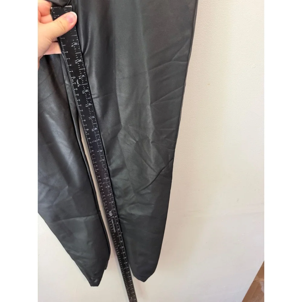 American Eagle Faux Leather Leggings Black High Waisted Matte Stretch Small